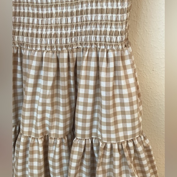 SUNDRESS Pippa Brown and Cream Gingham Pompom Mini Dress - Picture 5 of 6